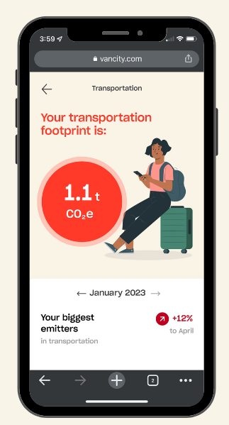 Vancity's enviro Visa Carbon Counter, a new tool for members to track the carbon emissions of their credit card spending.