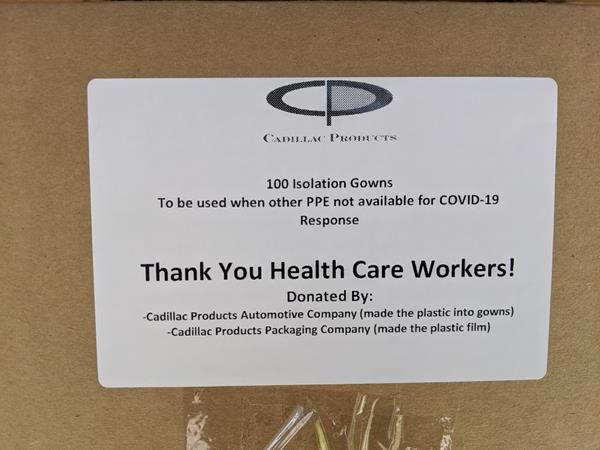 Cadillac Products PPE Gowns Donations