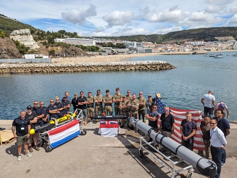 Historic Multi-National Collaborative AUV Mission at REPMUS 23 featuring US Navy, Royal Netherlands Navy, and Royal Navy HII Remus AUV’s using SeeByte’s Neptune Collaborative Autonomy software. Kraken MP-SAS integrated to Royal Netherlands Navy REMUS 100 (at left) for use in Reacquire Identification (RI) mission. Photo courtesy of SeeByte Ltd.