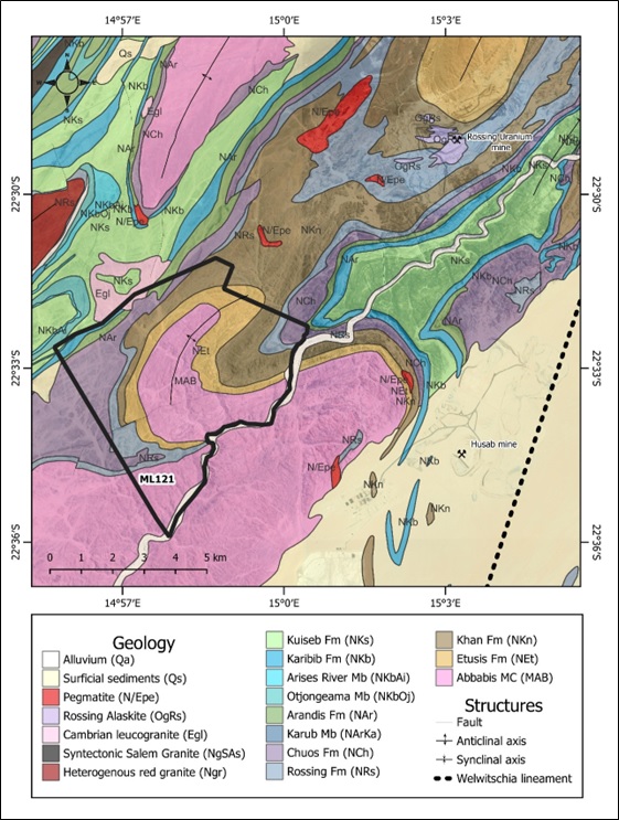 Figure 2: Geological and structural setting of ML121.