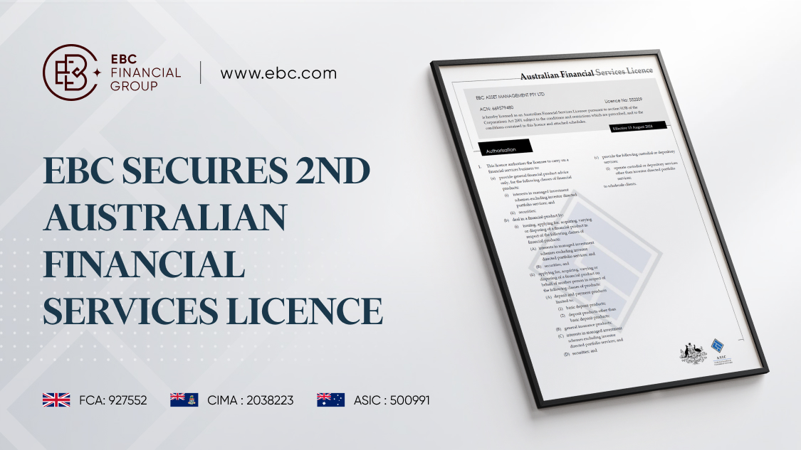 EBC Financial Group’s Australian Financial Services Licence certificate, highlighting its expanded asset management services