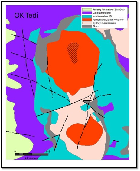 Geological setting of the Ok Tedi Mine