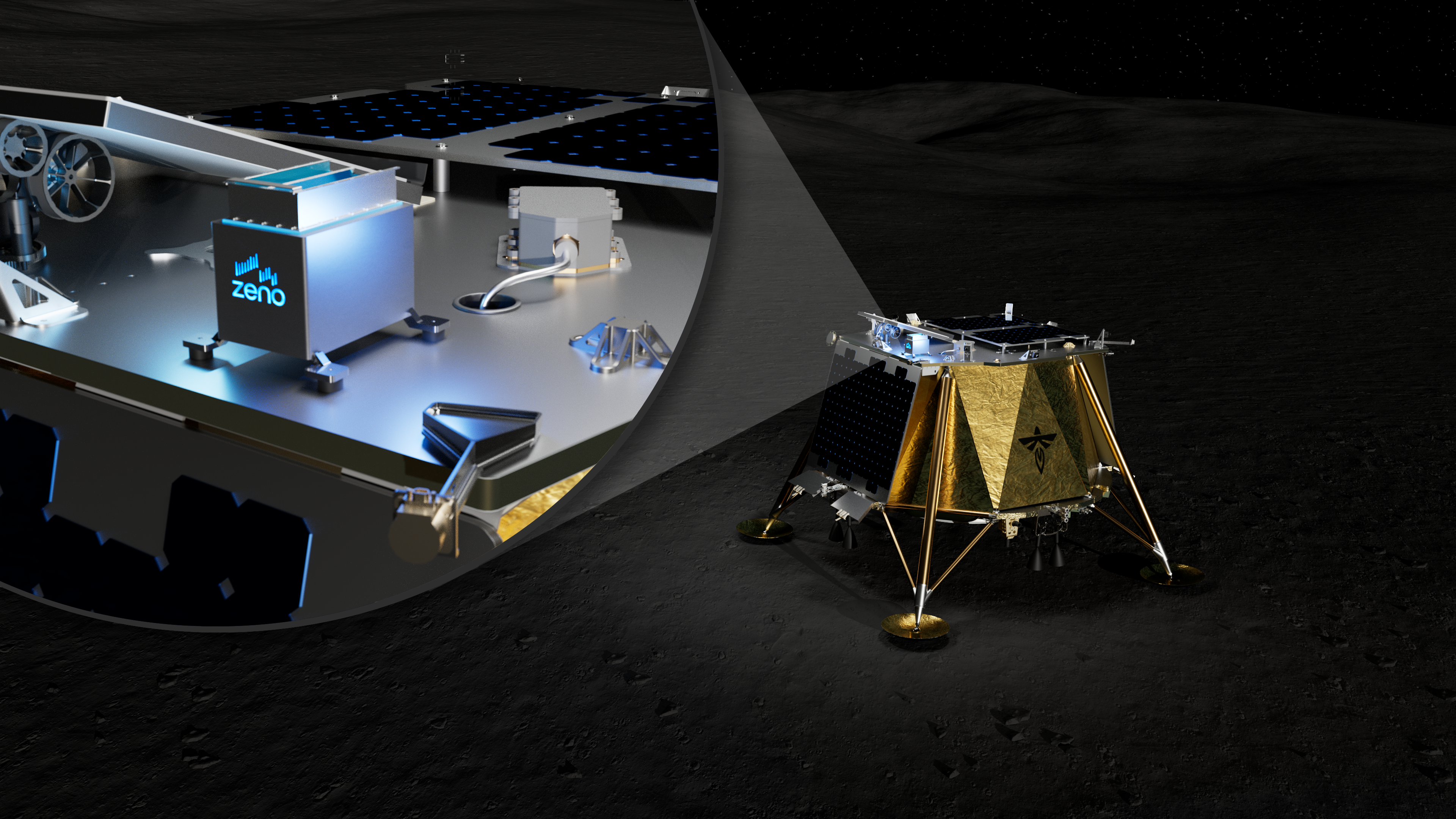 Zeno Payload Closeup on Firefly Blue Ghost Lander