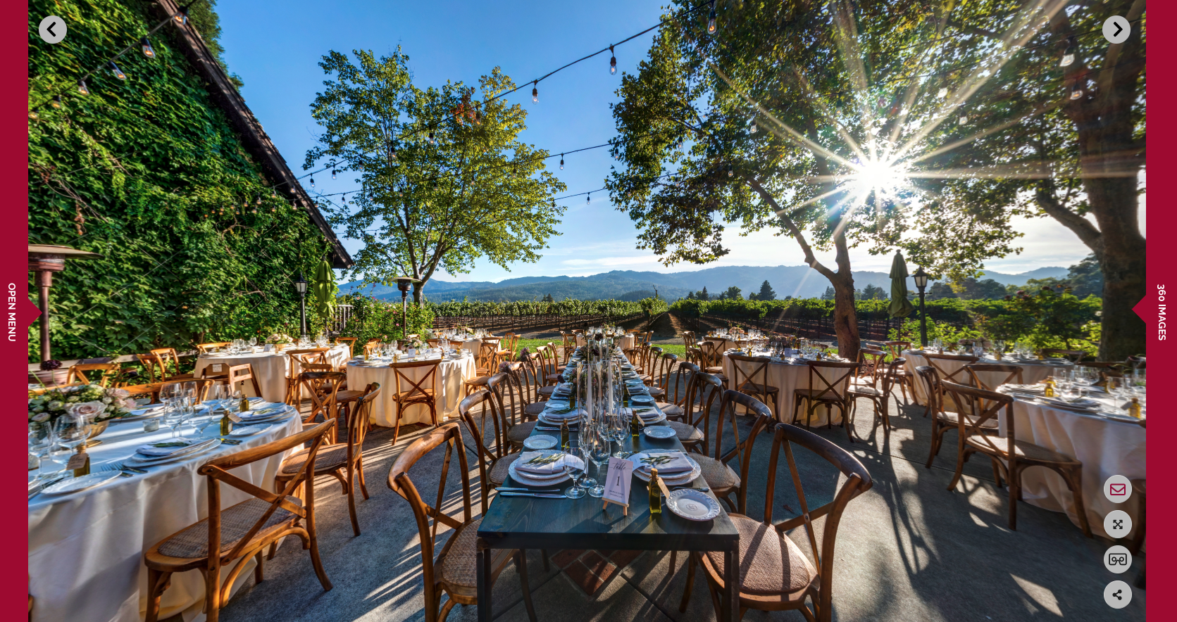Harvest Inn (St. Helena, Napa Valley, CA) - Wedding Reception Setup - TrueTour 360° 