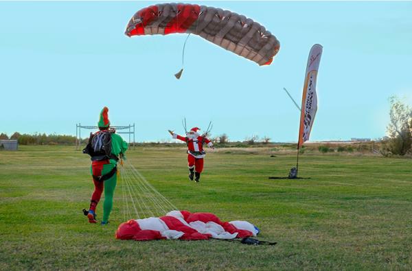 Santa and Elves Parachuting