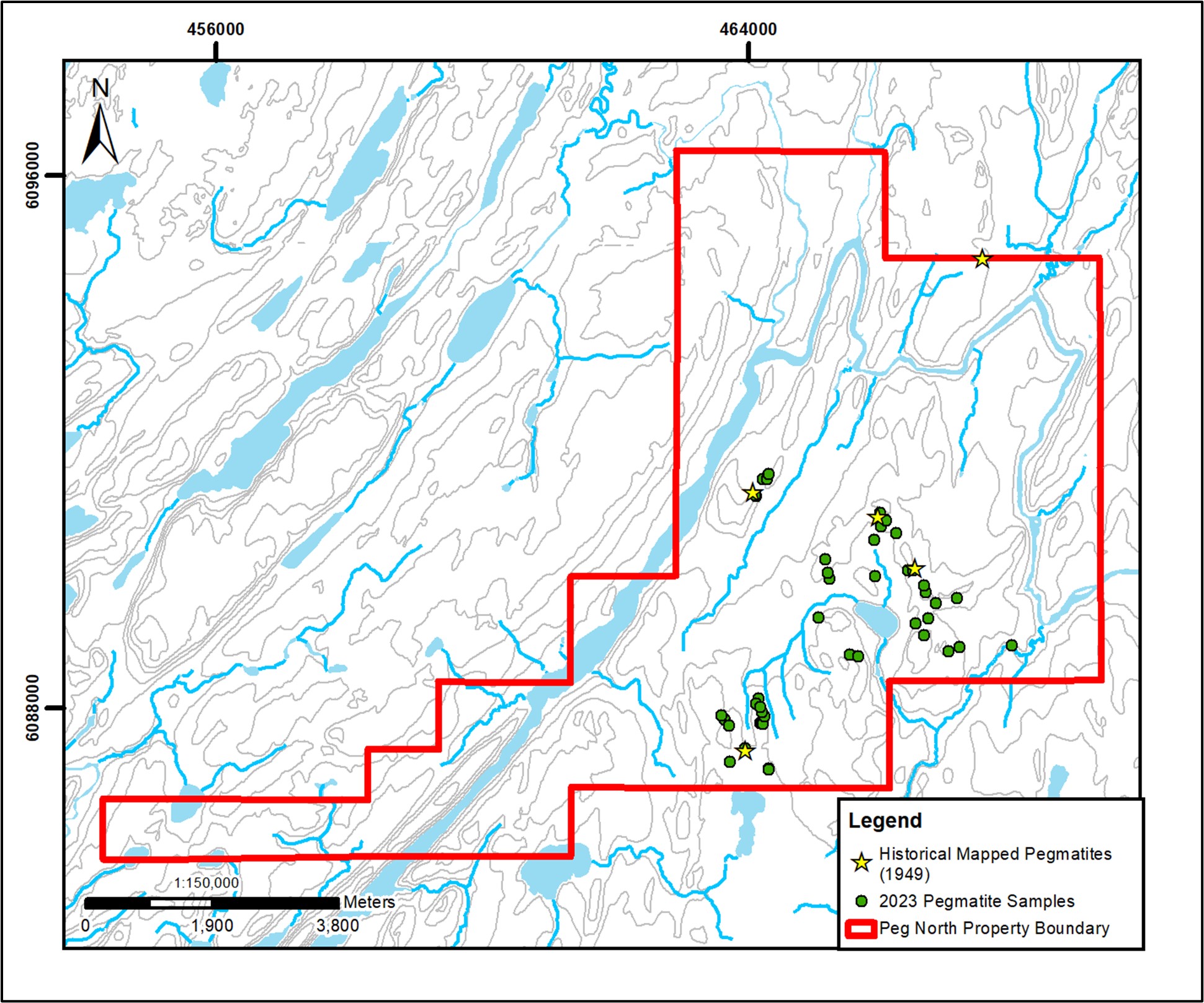 2023 Pegmatite Samples on the Peg North Property