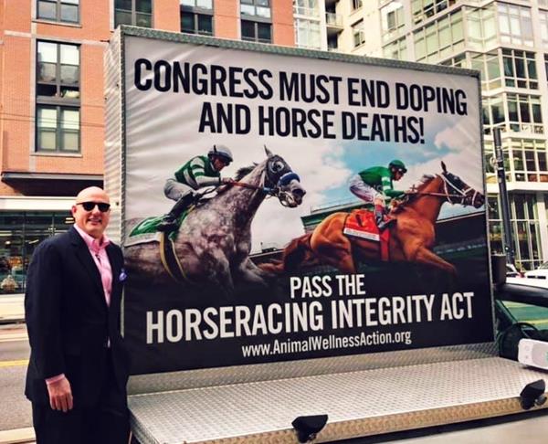 Animal Wellness Action's Executive Director Marty Irby with the "billboard truck" on Capitol Hill last month