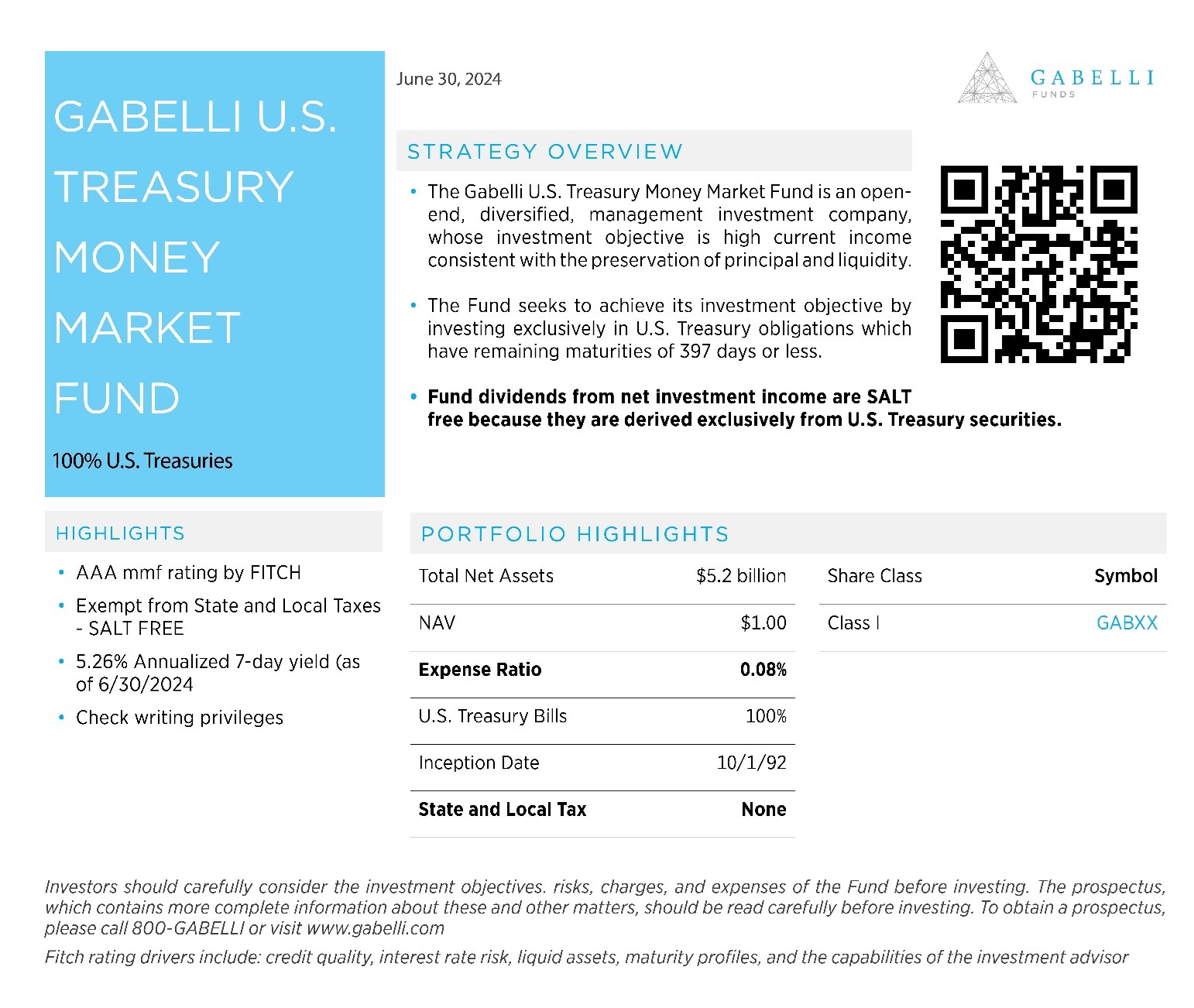 Gabelli U.S. Treasury Money Market Fund