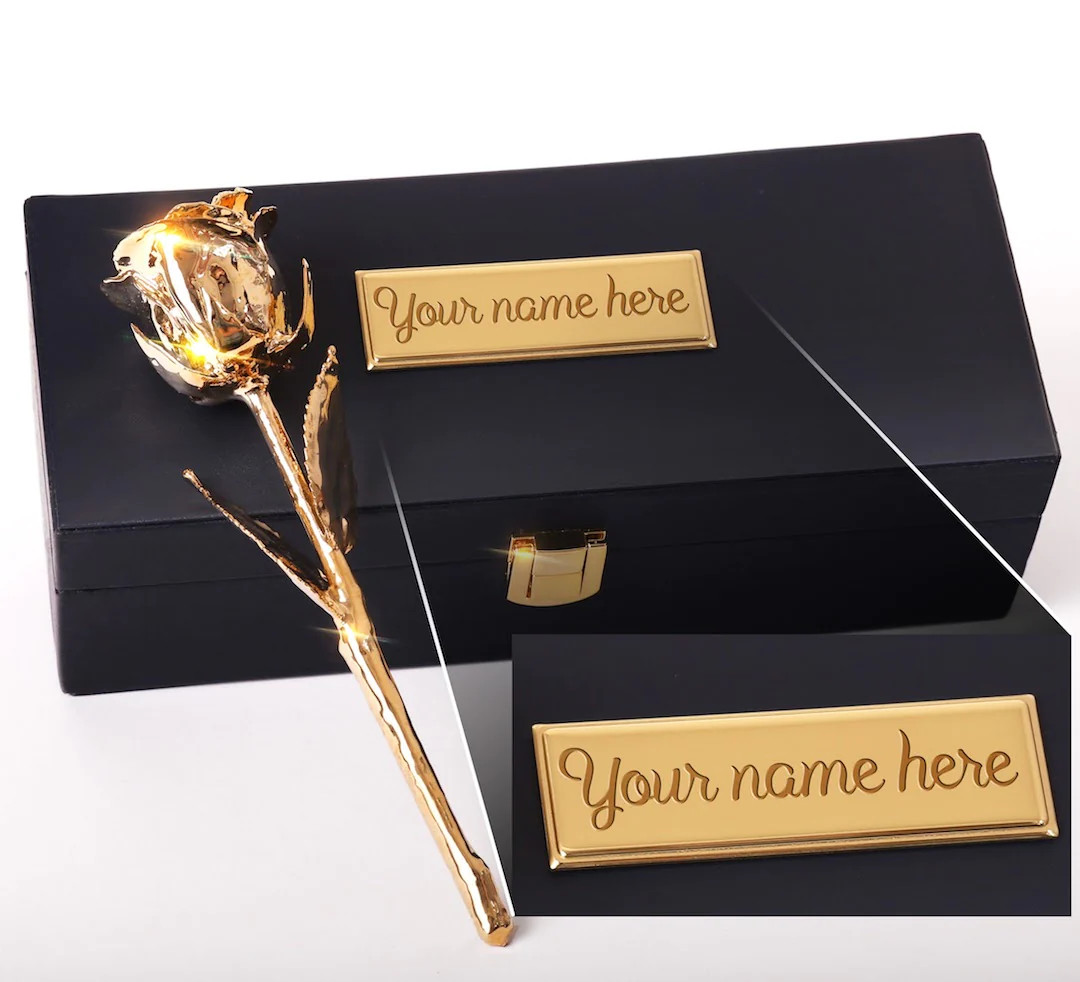 You can have your golden rose custom engraved too