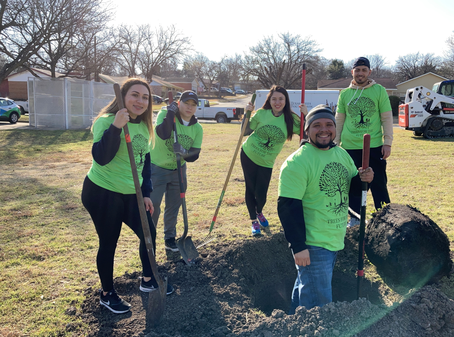 Texas Trees Foundation Planting trees at College Park