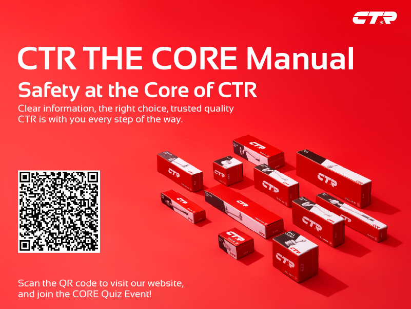 A red promotional poster for CTR’s global campaign “CTR THE CORE Manual”.