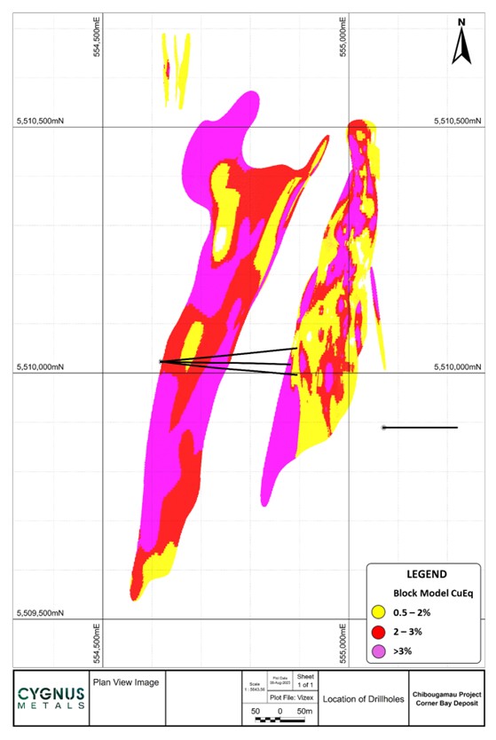 Figure 3. Location of recent drilling at Corner Bay image