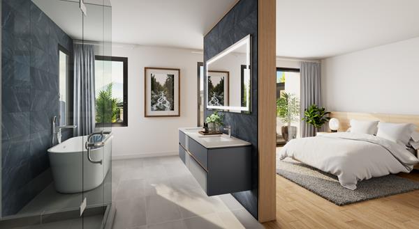A Modern Master Bedroom with Spa-Like Ensuite Bathroom in Holborn University Heights 