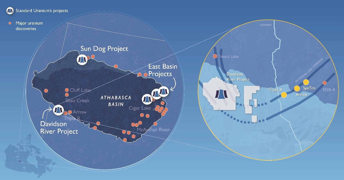 Standard Uranium's projects in the Athabasca Basin