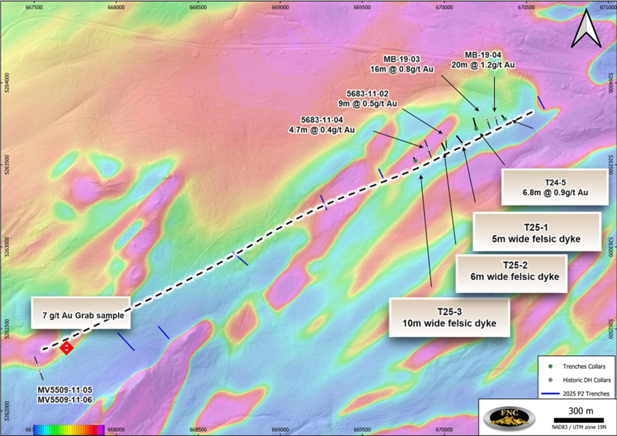 Area 2 McIntyre Brook Prospect with Best Assay Results and Indicating Extension of Favourable Host Horizon to a Minimum Strike Length of 3 km