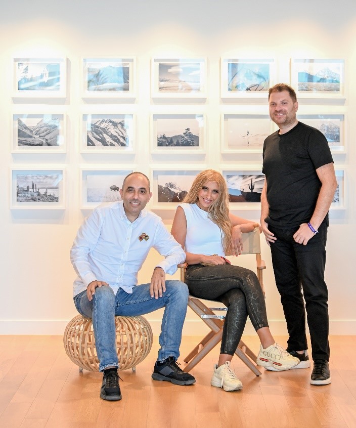 Mary Ghobrial with Anghami co-founders, Elie Habib and Eddy Maroun.