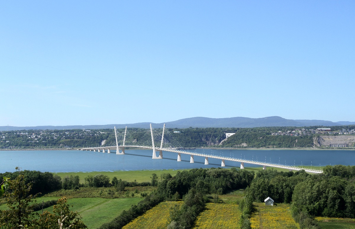 The new Île d'Orléans Bridge provides a 3.5m-wide traffic lane in each direction and 2.5m-wide shoulders on each side of the deck. The deck also incorporates 3m-wide multi-purpose paths in each direction which allow access for maintenance vehicles.