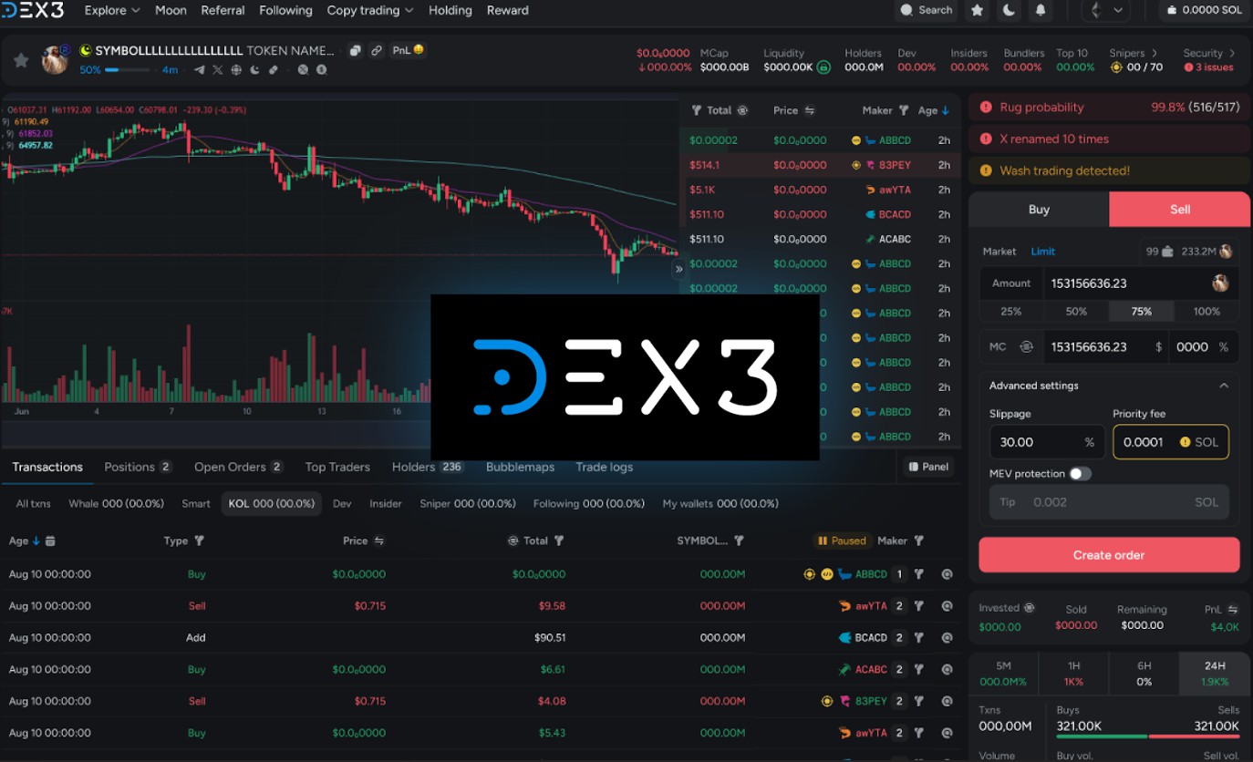 DEX3.AI - dashboard