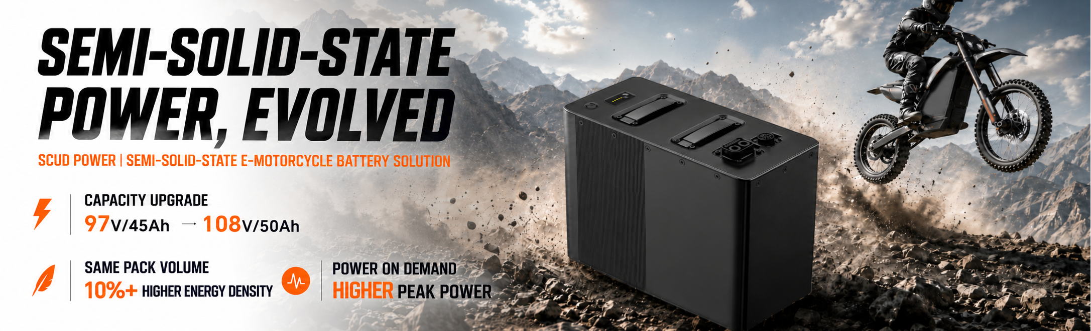 SCUD Power 9475： one of the e-motorcycle packs supporting semi-solid-state upgrades