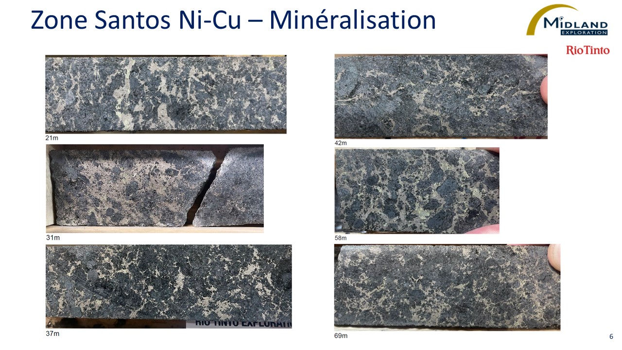 Figure 6 Zone Santos Ni-Cu-Minéralisation