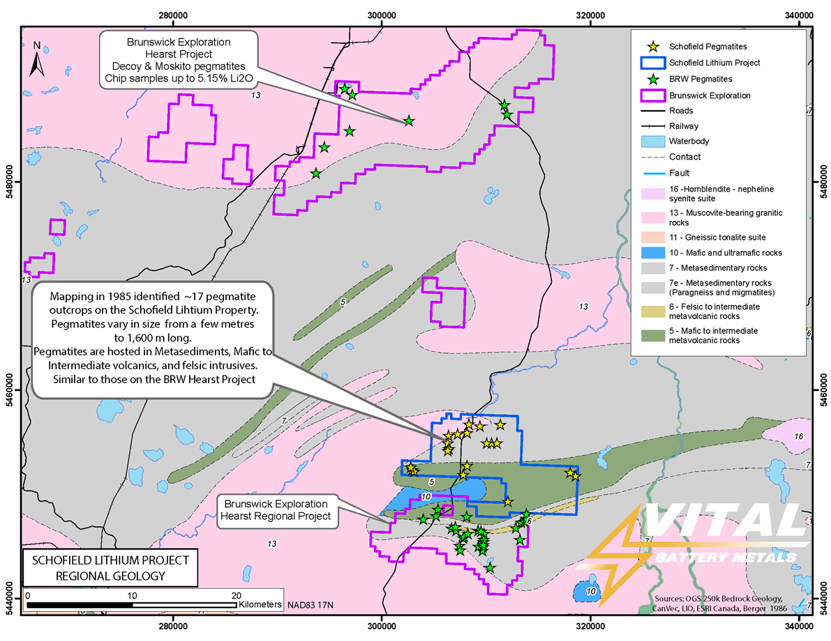 Vital Battery Metals Schofield Lithium Project Regional Geology