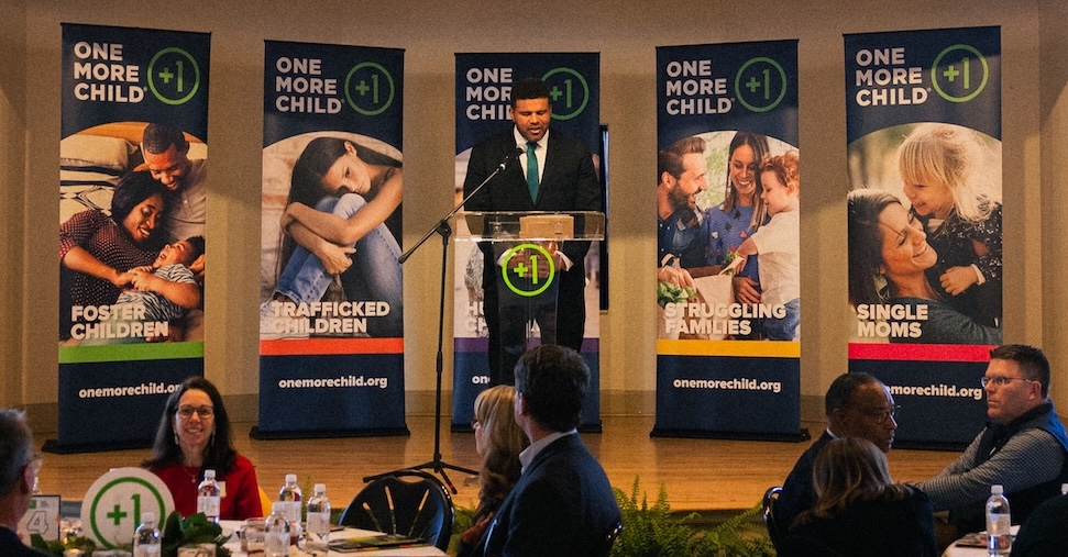 Speaking to supporters and community leaders, Battle shares how One More Child serves vulnerable children and struggling families in their greatest time of need.