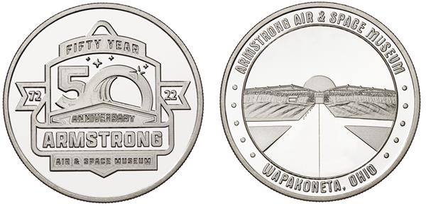 Armstrong Air and Space Museum – 50th Anniversary Coin – Front and Back