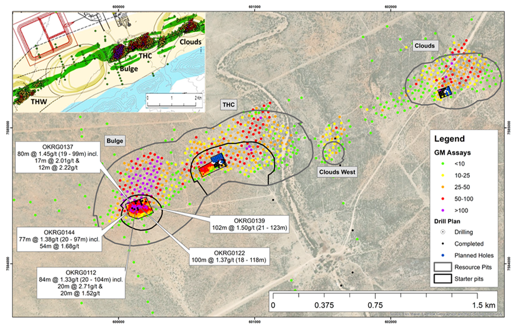 Selected assays from the infill program at Bulge