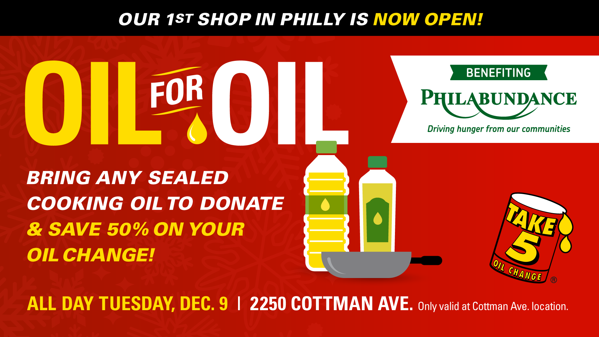 Take 5 Oil Change Opens First Philadelphia Shop, Announces December Charitable Event