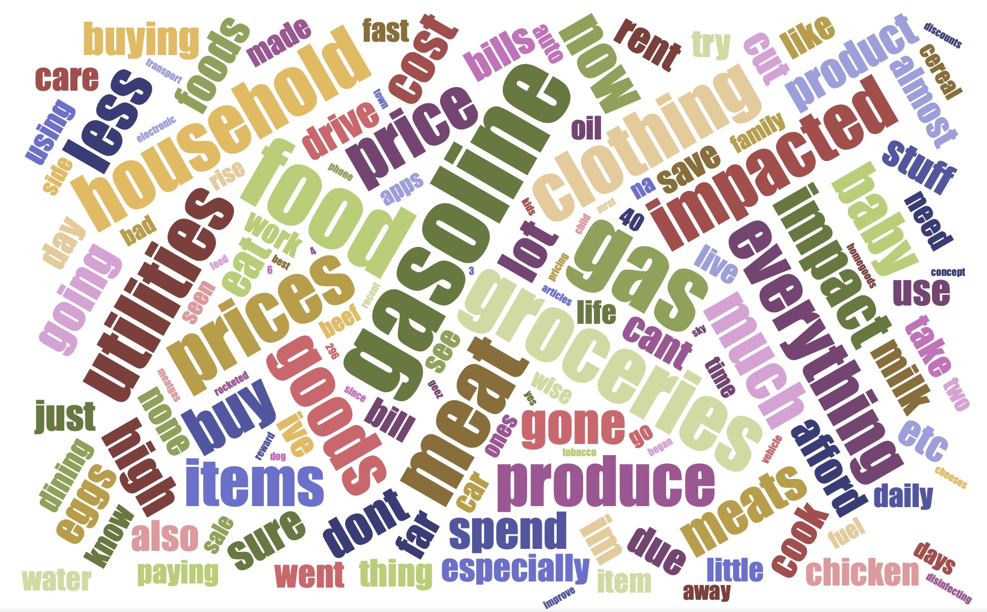 When survey respondents were asked which price increases on regularly purchased products or services have hurt consumers the most, gasoline, groceries, and clothing were among the most frequently mentioned items.