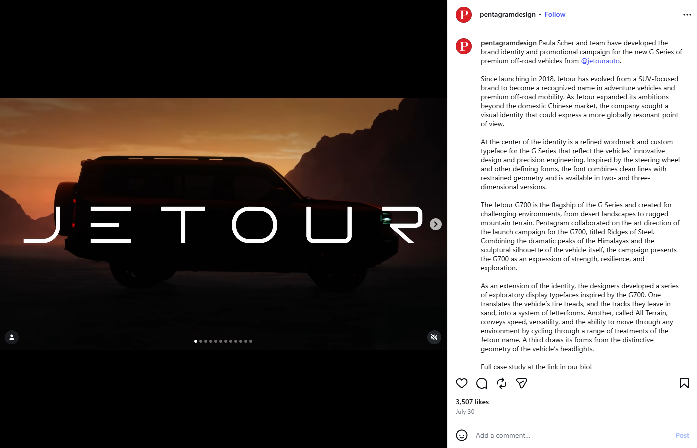 Pentagram Reveals Visual Identity System Created for JETOUR G Series
