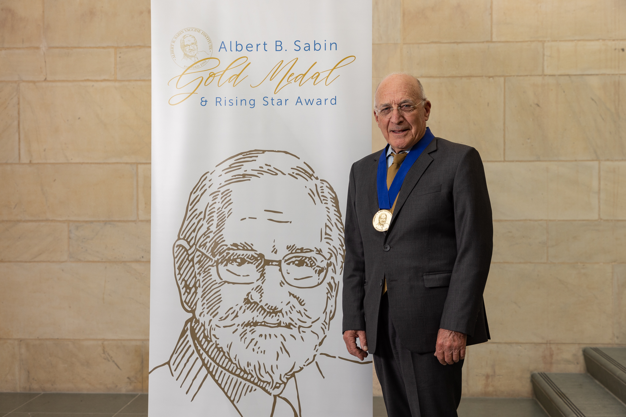 Dr. Thomas P. Monath was presented the 30th Sabin Gold Medal in a ceremony at the National Academy of Sciences in Washington, D.C. on Monday, June 5, 2023.