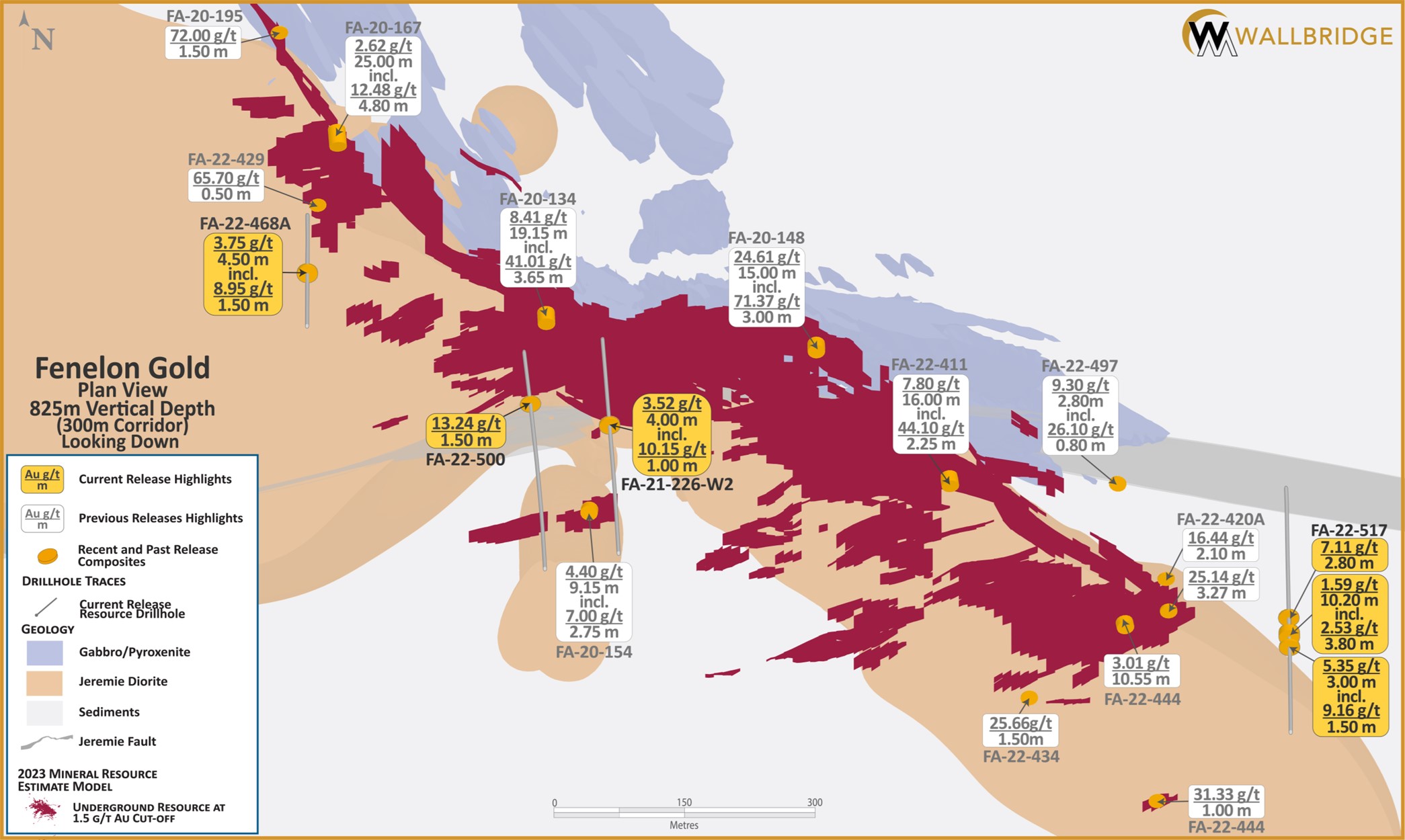 Fenelon Gold, Plan View, 825 metres Vertical Depth