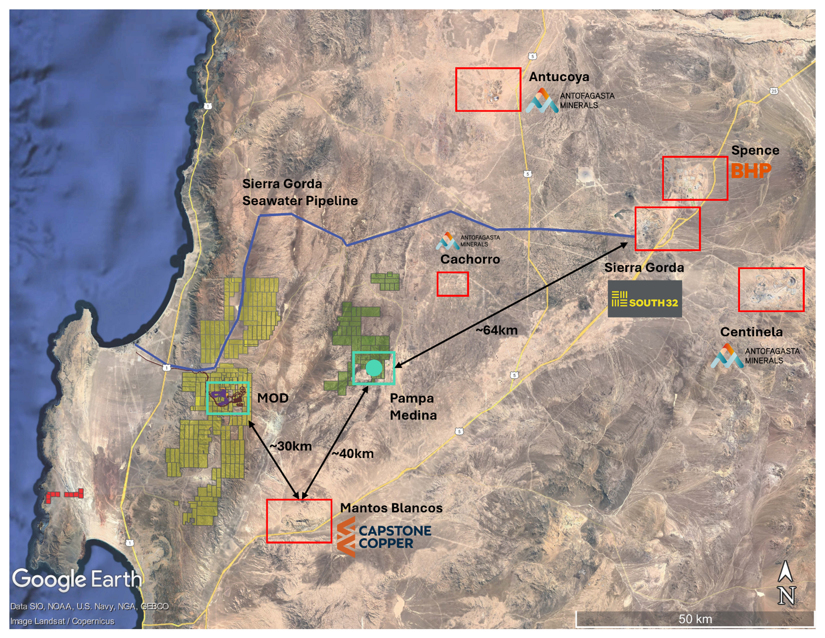 Regional Map – Marimaca, Pampa Medina and Regional Infrastructure 