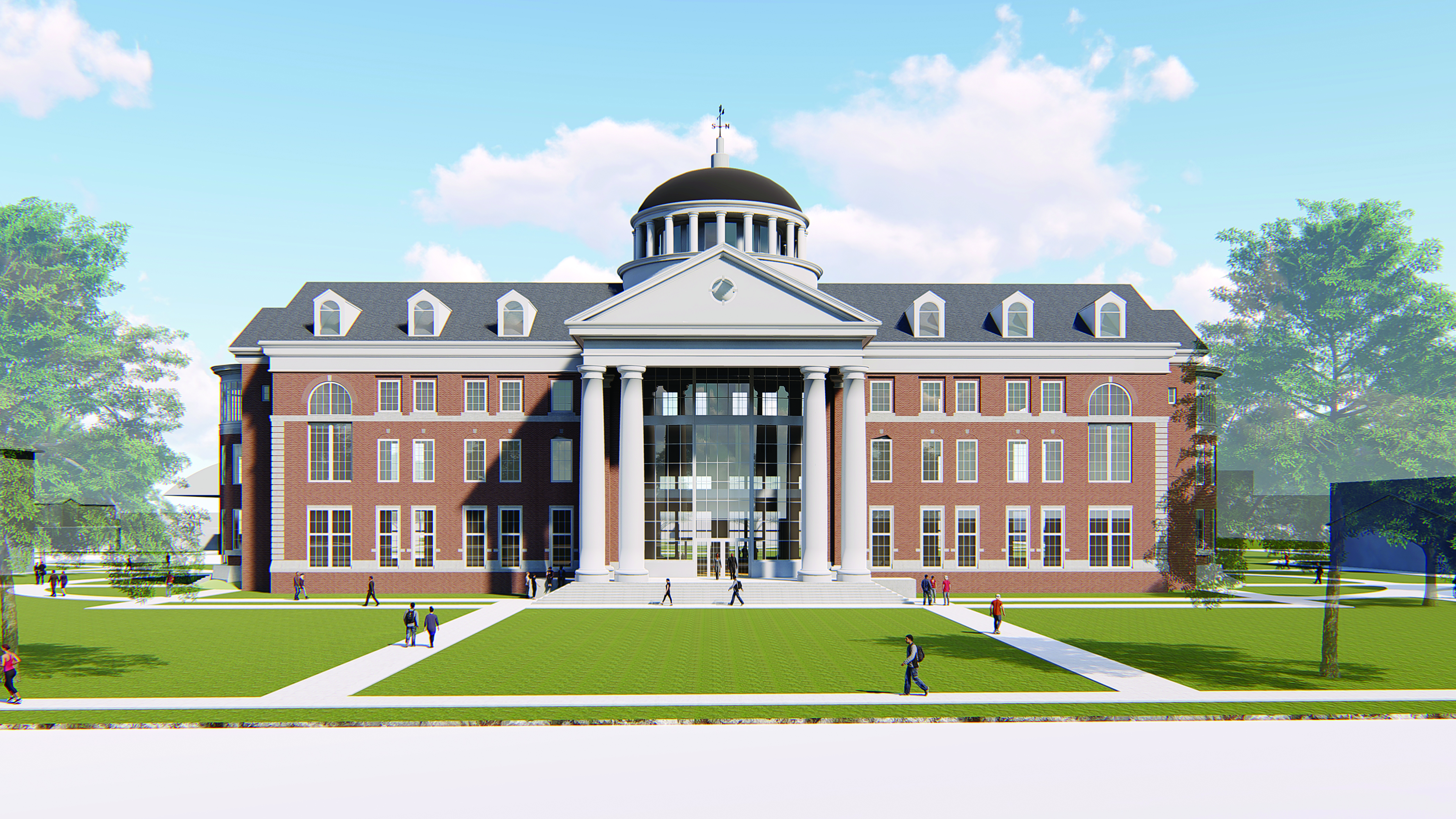 A rendering of the proposed Cedarville University Welcome Center.