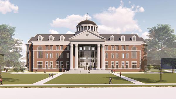 A rendering of the proposed Cedarville University Welcome Center.