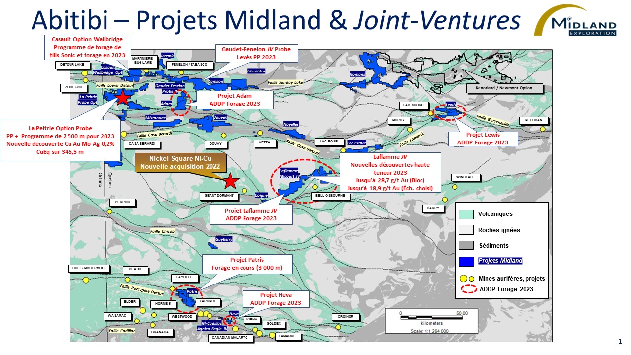 Figure 1 Abitibi-Projets Midland & JV's