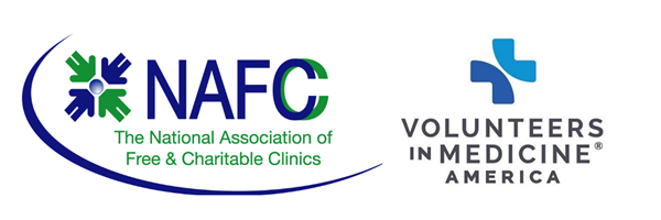 Logos of the National Association of Free & Charitable Clinics and Volunteers in Medicine America