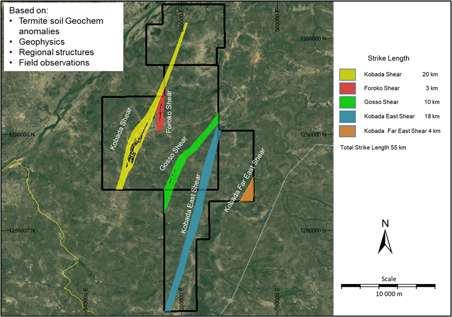 Figure 1: Identified Shear Zones Across the Property