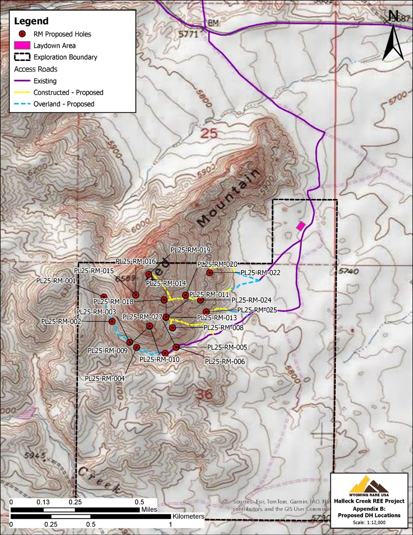 Figure 7 - Proposed Hole Locations at Cowboy State Mine