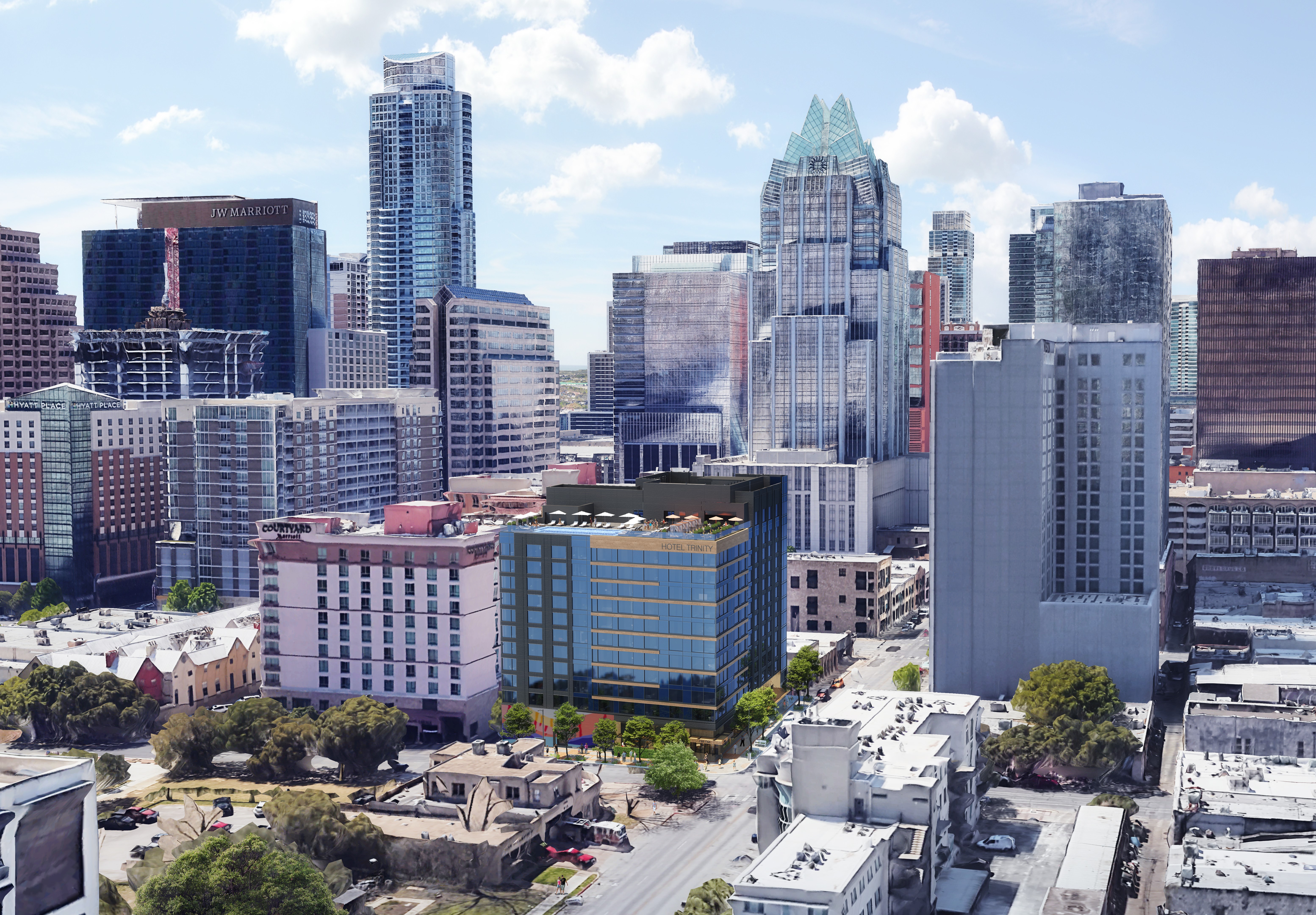 Starting this month, Hotel Trinity, Autograph Collection, will begin its 13-floor, 258-room rise at the corner of Trinity and Fifth Streets. According to Towers.net, Hotel Trinity will be the first major groundbreaking in downtown Austin since early 2023.