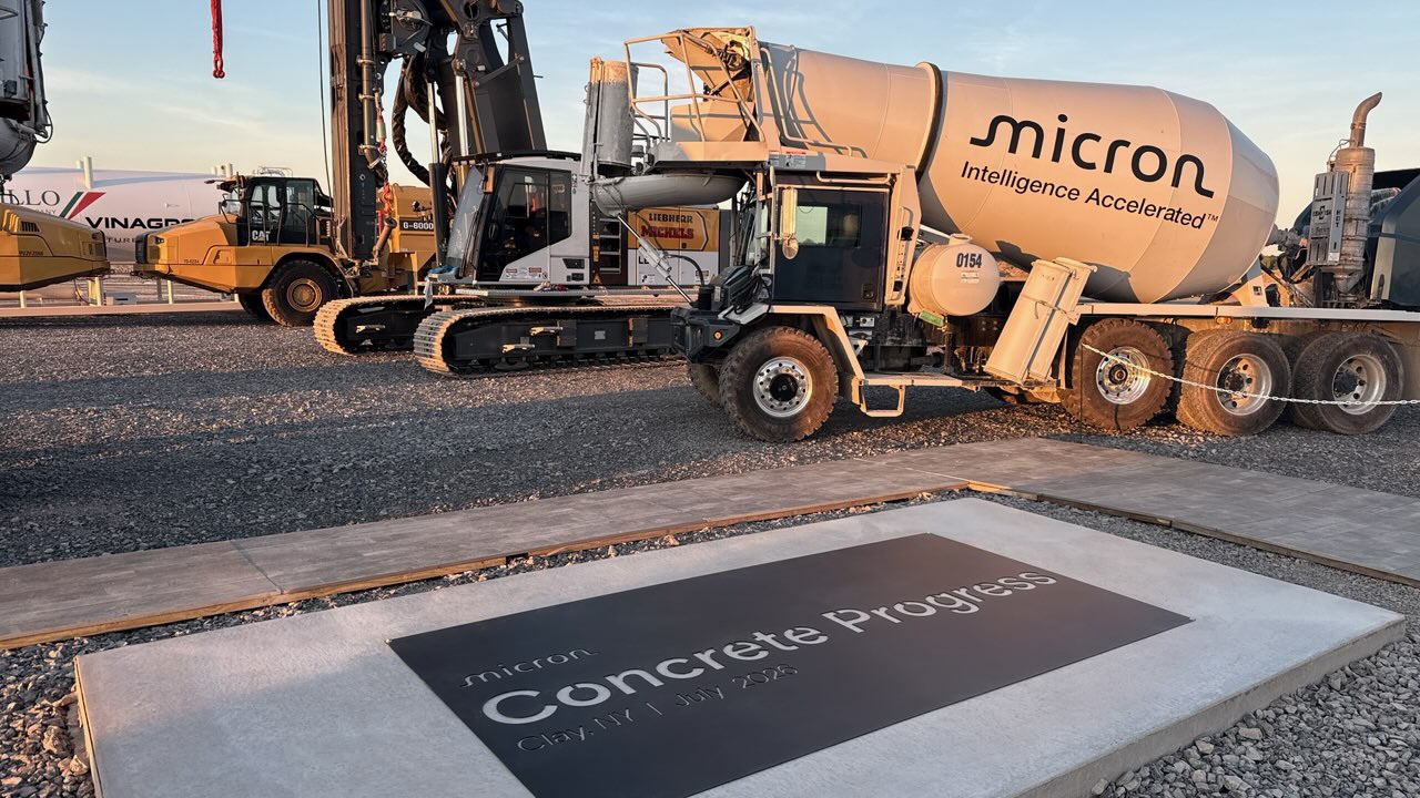 Micron pours first concrete at New York fab: Micron celebrates the first concrete pour milestone at its Clay, New York site.