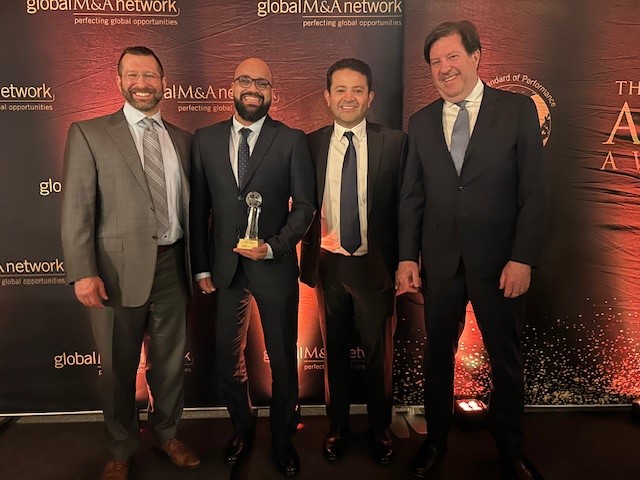 Blackford Capital team members at the 16th Annual Americas M&A Atlas Awards gala celebrations. From left to right: Martin Stein, Rishabh Mukherjee, Rick Lopez, and Jeff Johnson.