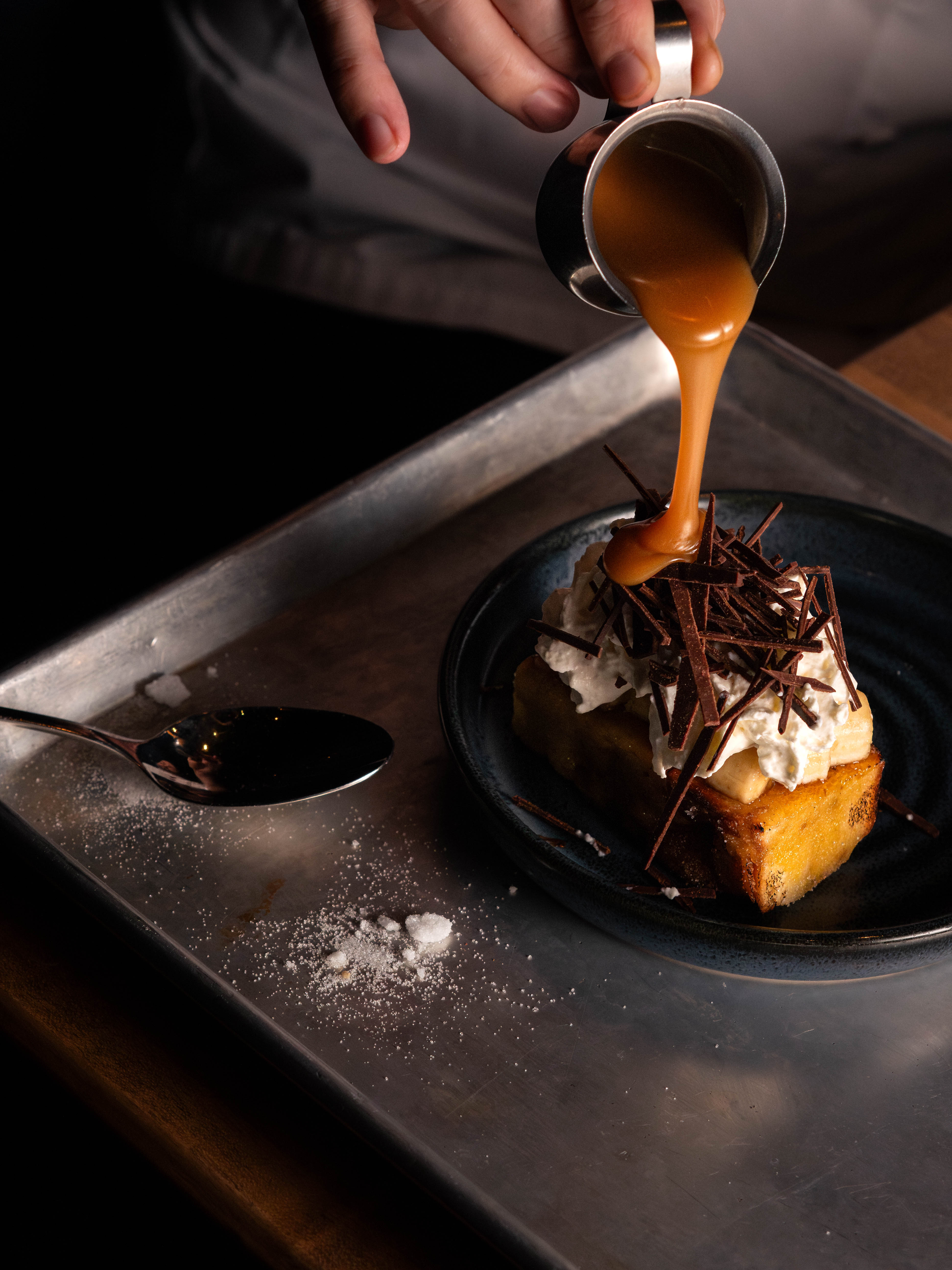 Chop Steakhouse's Banoffee Bread Pudding with caramel pour