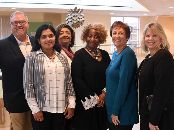 Instrumental in creating the BSN program were (from left) Dr. Edward Nichols, Nisha Mathews, Dr. Veronica Jammer, Katherine Hayes-Daniels, Susanne Benisch-Tolley, and Dr. Rhonda Bell. Photo by Courtney Morris, San Jacinto College.