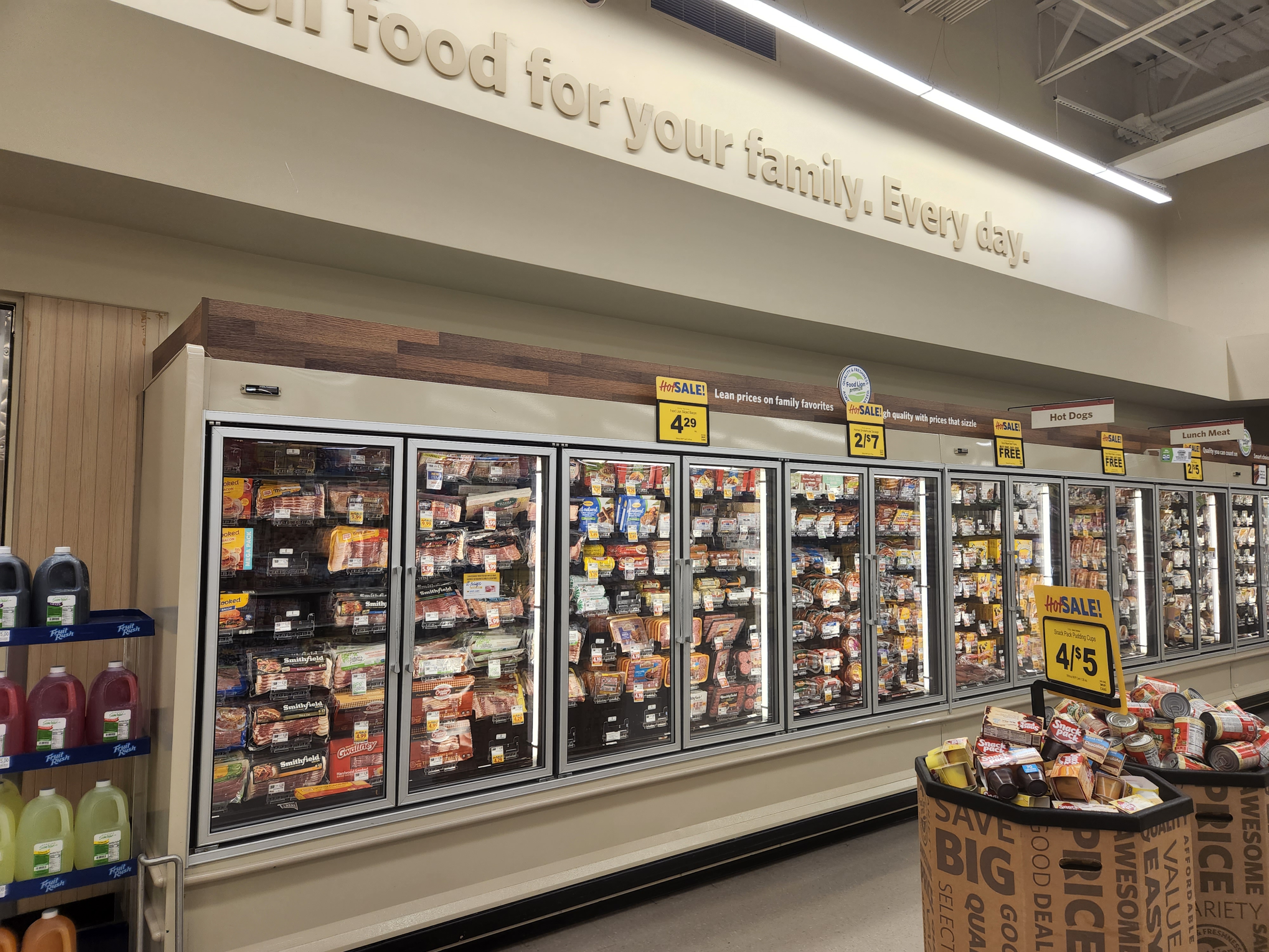 Refrigerant cases in a Food Lion store