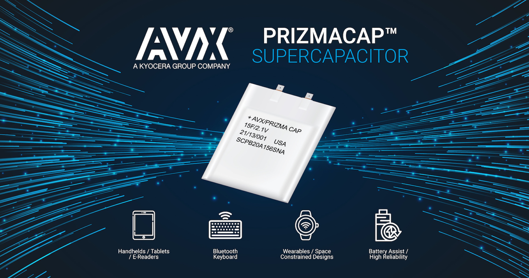 AVX Launches New Best-In-Class PrizmaCap™ Supercapacitors