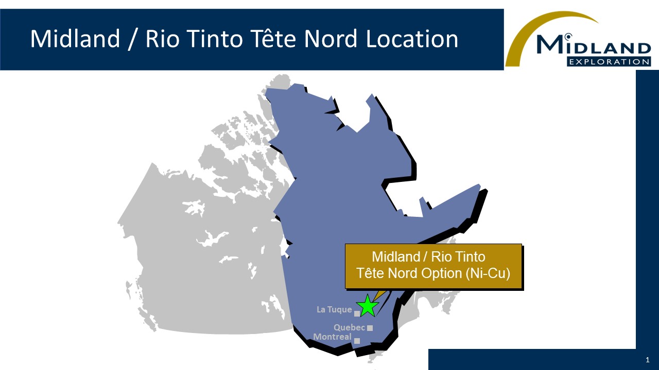 Figure 1 Midland-Rio Tinto Tête Nord Location