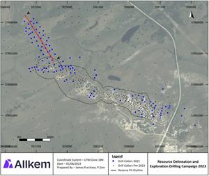 James Bay 2023 drilling program – Plan view of drill collars
