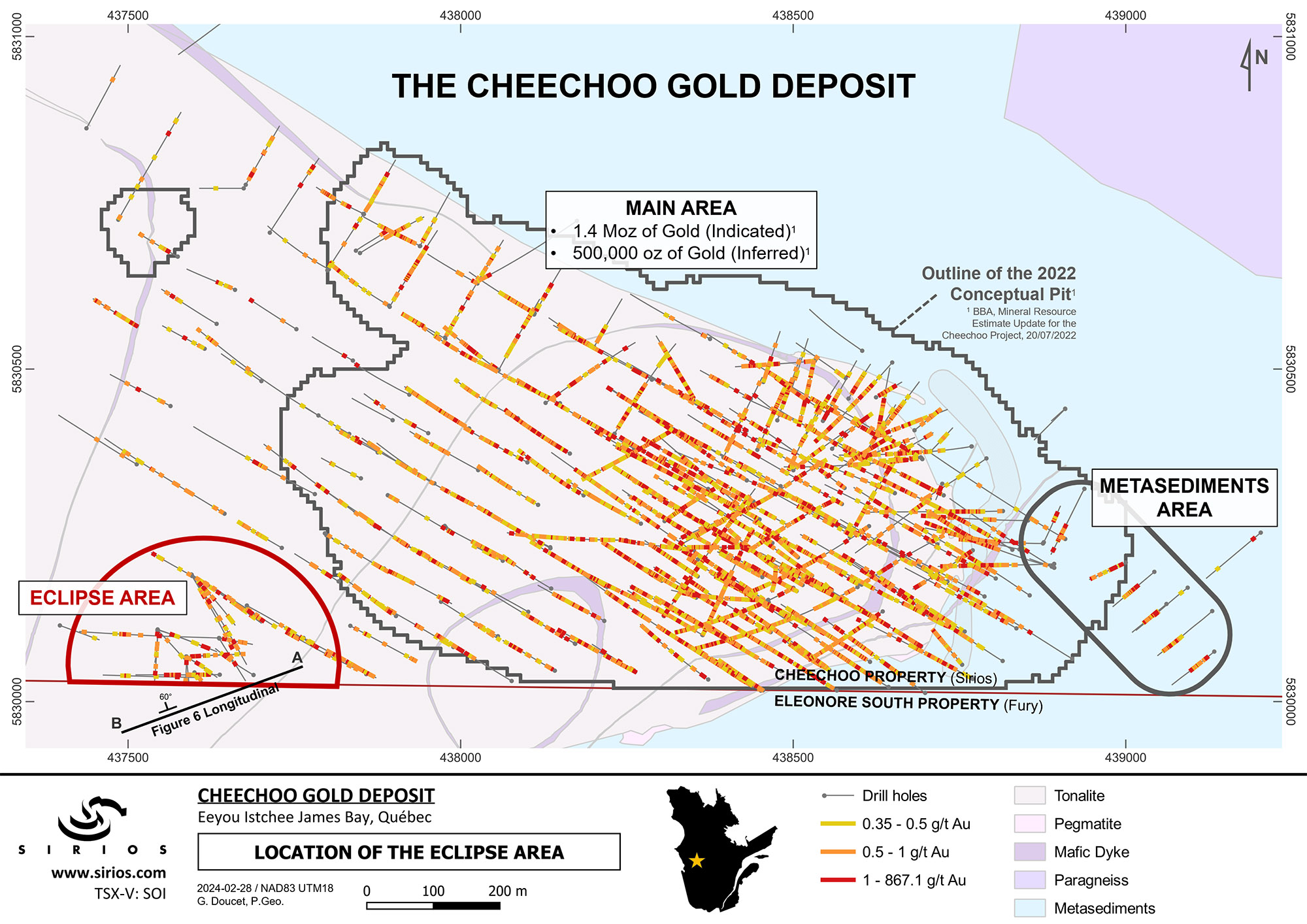 Location of the Eclipse area in the Cheechoo gold deposit.